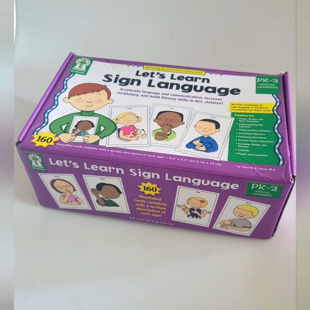 Sign language illustrated cards